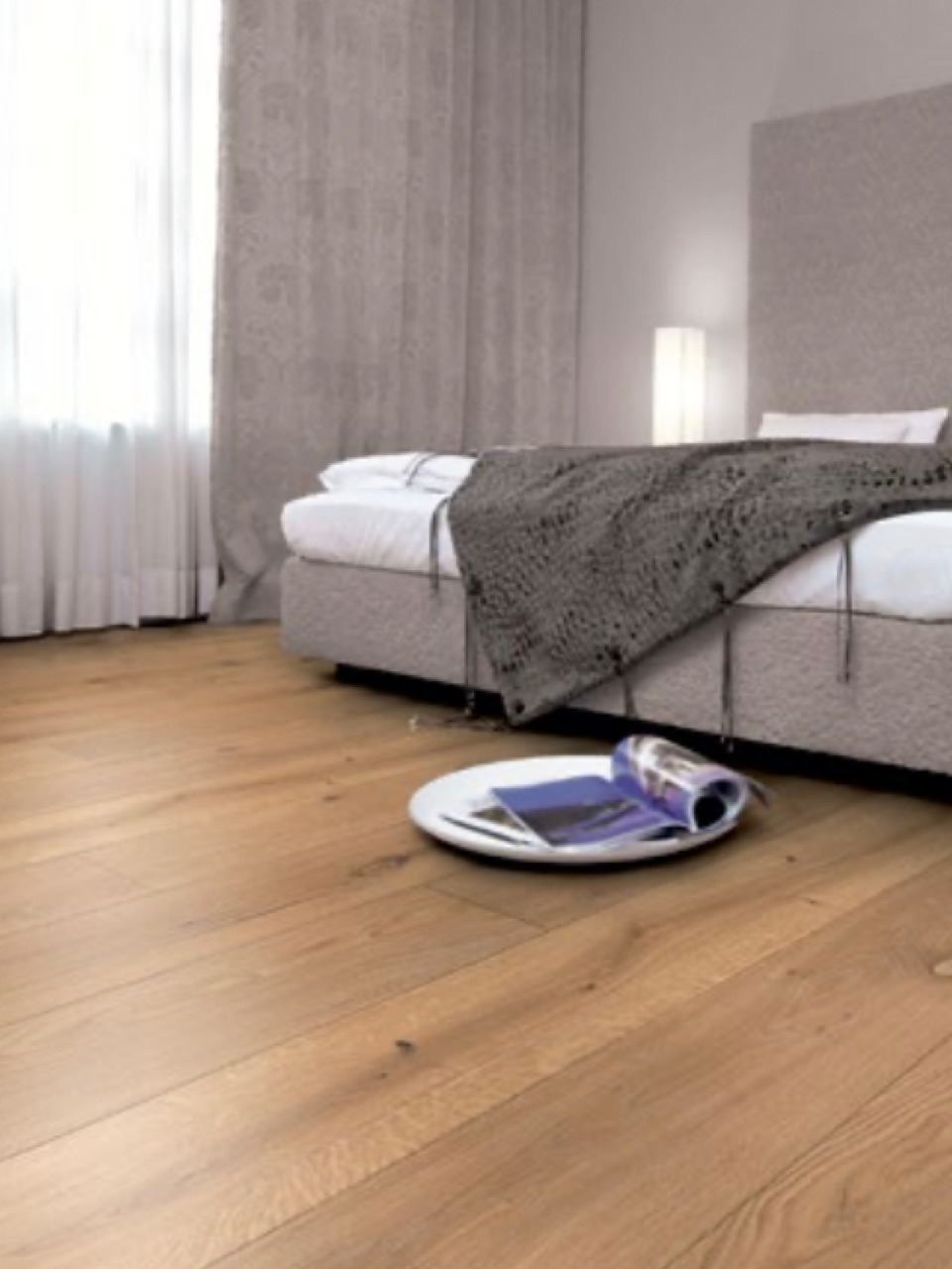 Ein Parkettboden in Dielenoptik